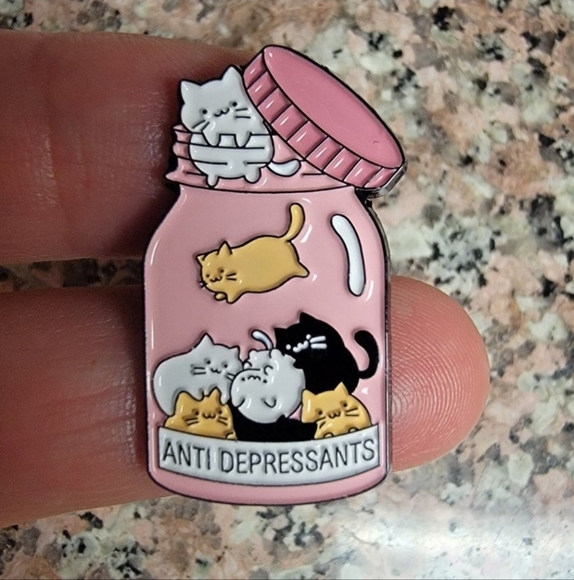 *2 for $13* Antidepressants Cats Crazy Cat Lover Enamel Pin - Picture 1 of 2